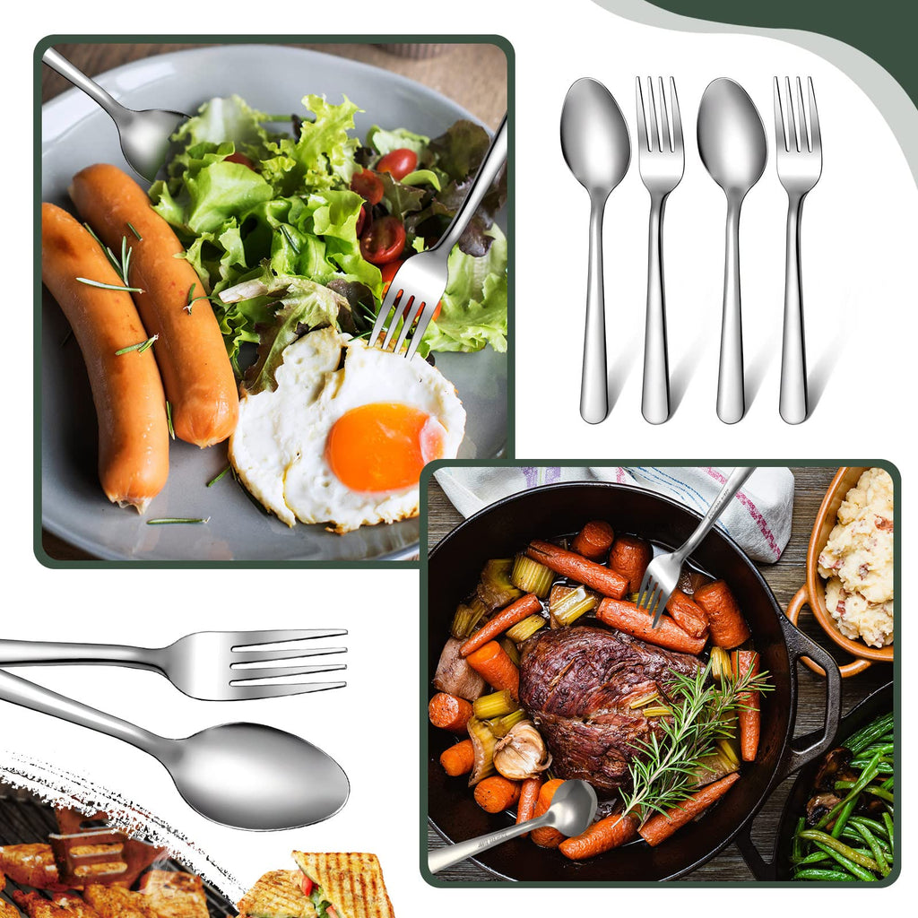100 Pcs Bulk Forks and Spoons Stainless Steel Flatware Set