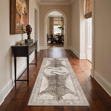 Leopard Rug 2x6 Cheetah Animal Print Rug Runner White