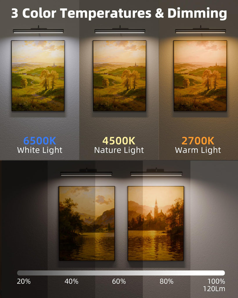 16inch Picture Lights for Wall, 6000mAh Rechareable with Remote