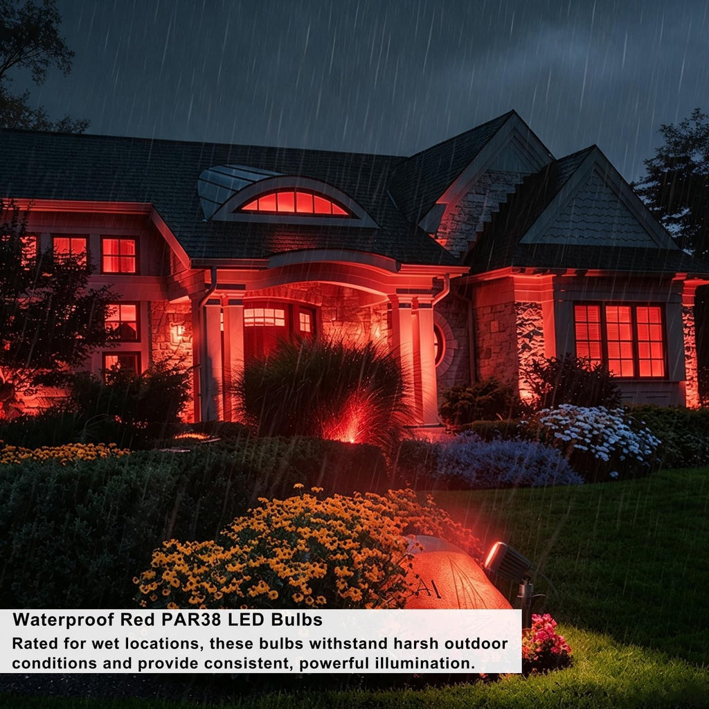 PAR38 Red LED Flood Light Bulbs Dimmable 120V 15W for Porch Party