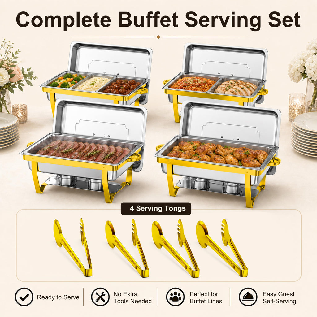 4 Pack 11QT Chafing Dishes for Buffet, Total 44QT Set with 7 Food Pans
