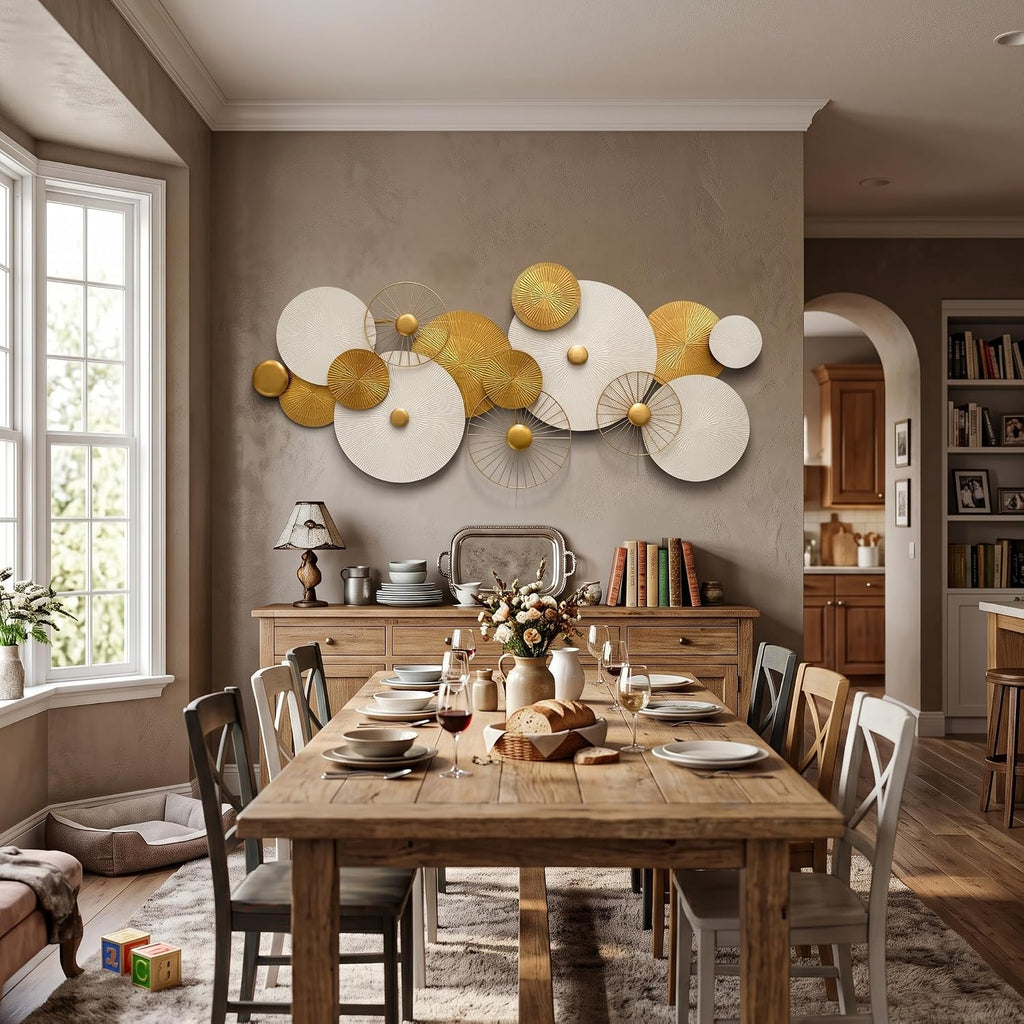 55x24in Large Metal Wall Art Decor,3D Disc Design