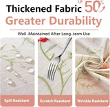 Summer Pink Floral Table Cloth Rectangle Table, Embroidery Heavy Duty Cotton Linen Tablecloth, Farmh