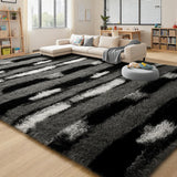 4x6 Fluffy Plush Area Rug, Soft Non-Slip Modern Carpet for Living Room Bedroom Black Grey
