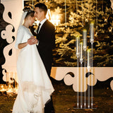 4 Set 5 Arms Acrylic Candelabra Centerpieces 46.4'' Tall Clear Candle Holders Wedding Table Centerpiece Floor Candle