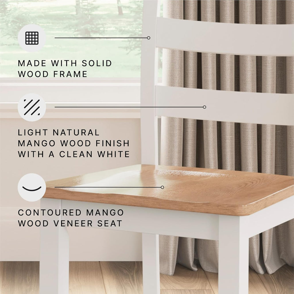 Gesthaven Solid Wood Frame Counter Height Barstool, Set of 2, White/Natural