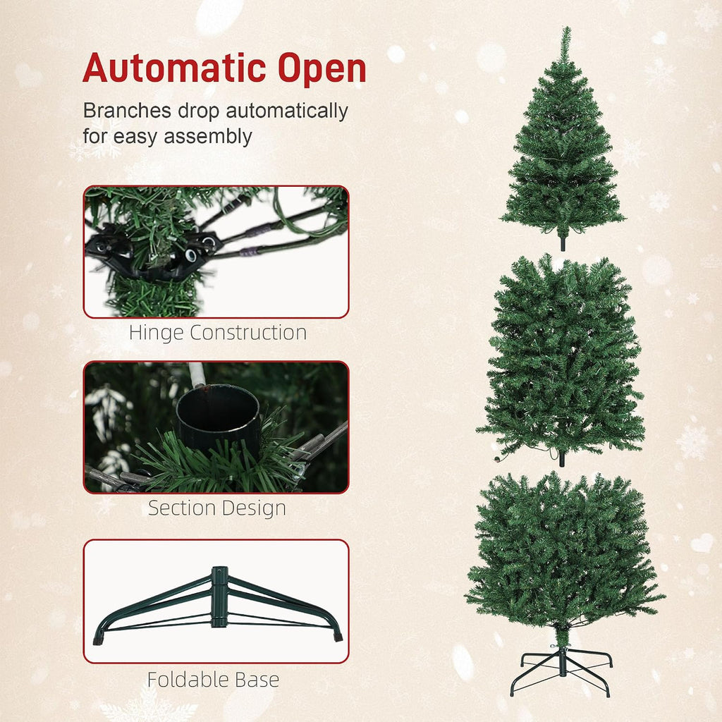 7ft Prelit Christmas Tree with Colorful LED Lights Slim Fir Green | DIY Synchronized Lights, Xmas Tree, 12 Modes