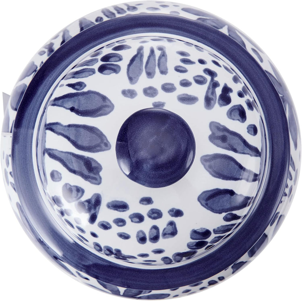 Blue and White Landscape Round Ceramic Ginger Jar, Store Small Household Items or Display Faux Florals