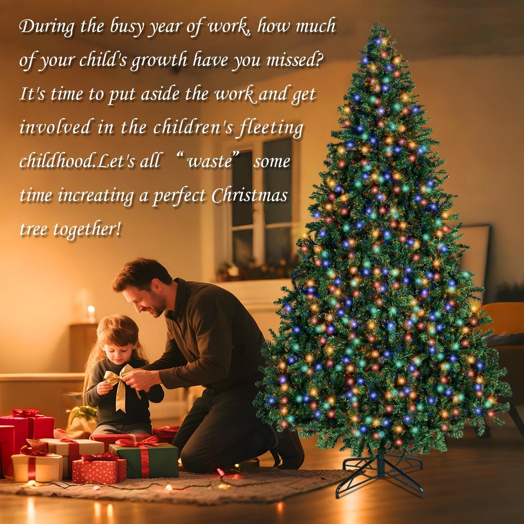 Prelit Christmas Artificial Tree with Led Lights, Lighted Xmas Tree
