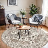 Washable Oriental Area Rug - 8ft Round Rugs