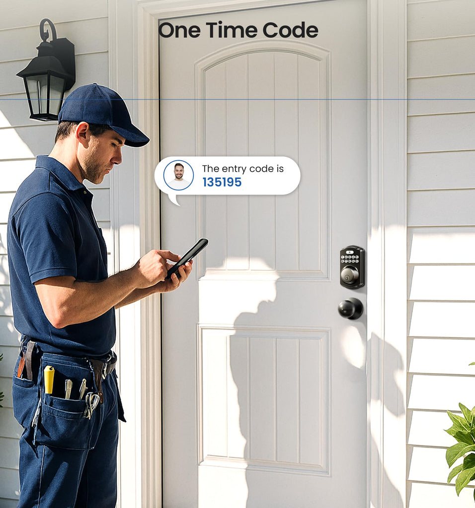 Keyless Entry Deadbolt Door Lock with Knobs, Matte Black