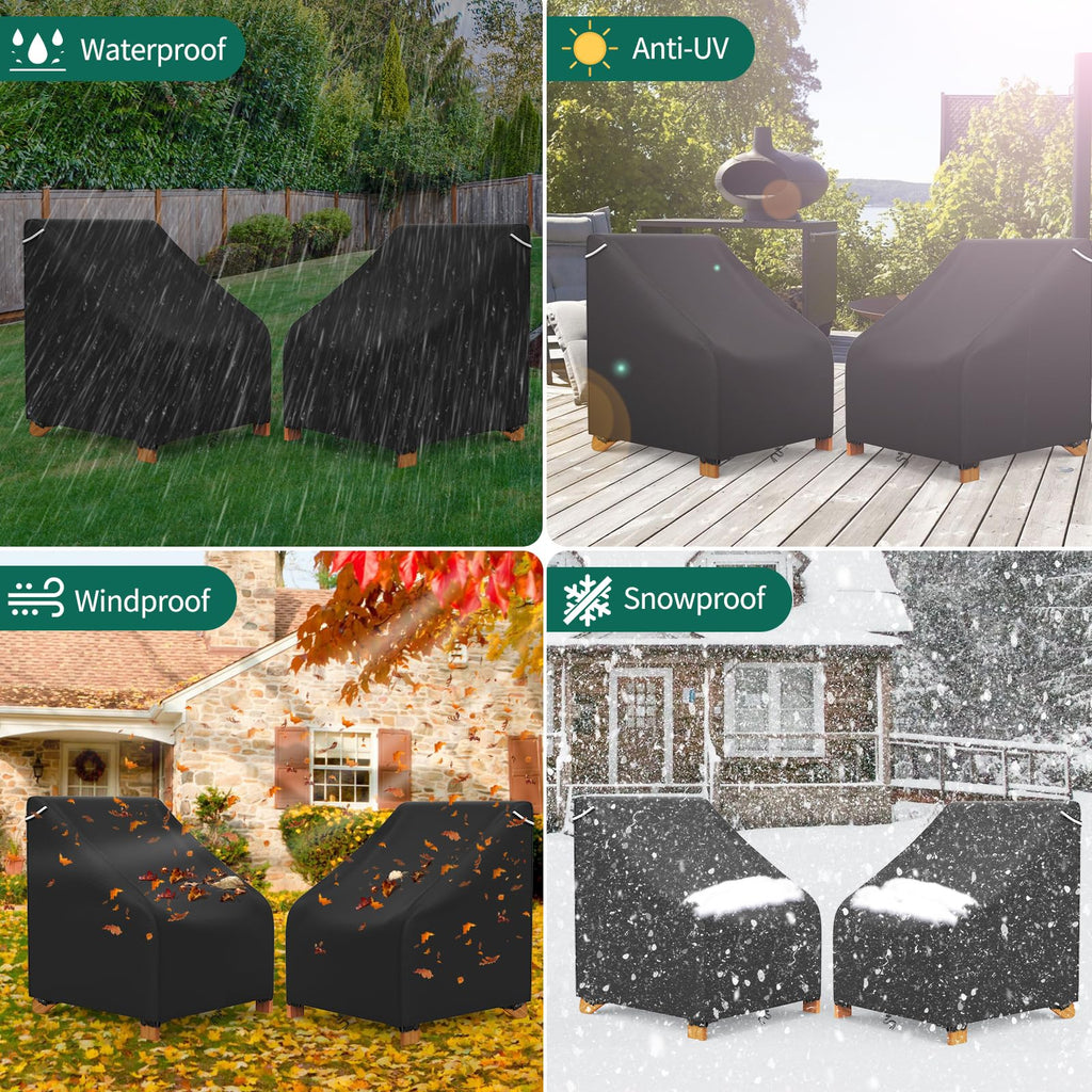 Patio Adirondack Chair Covers 2 Pack for Outdoor Waterproof Chairs Size Up to 29Wx30Dx36H inch, Heavy Duty Outdoor