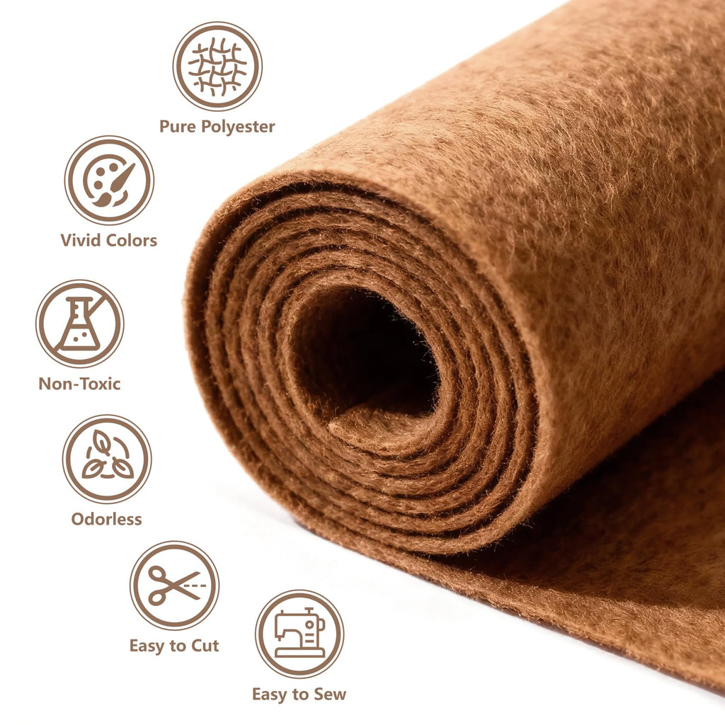 Coffee Stiff Felt Sheet 36'' X 36'', 1mm Large Felt Fabric Sheet
