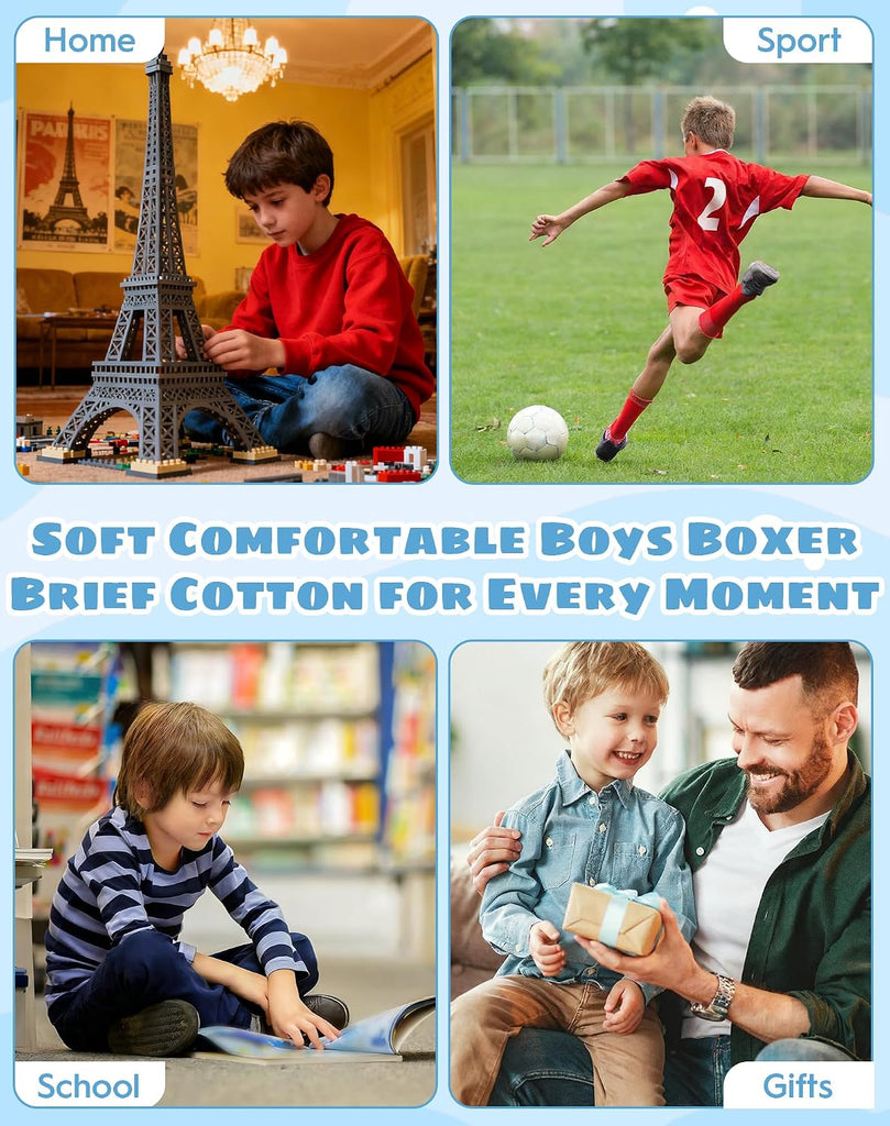 Boys Boxer Briefs Cotton Underwear Star Print Lightweight Mlutipacks
