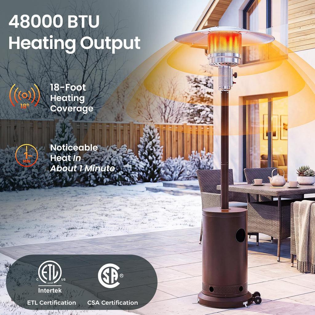 48, 000 BTU Patio Heaters for Outdoor Use with Wheels