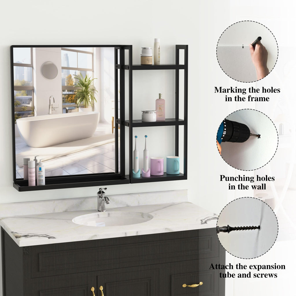 Bathroom Mirror with Shelf 31" x 24" Wall Mirror with Storage