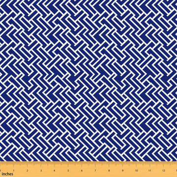 Greek Key Fabric By The Yard, Geometric Lattice Upholstery Fabric, Abstract Antique Grid Check Tartan Decorative