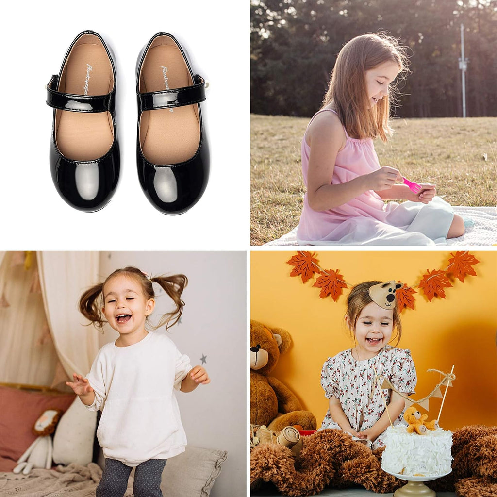 Girls Mary Jane Dress Shoes - Ballet Flats for Party Wedding