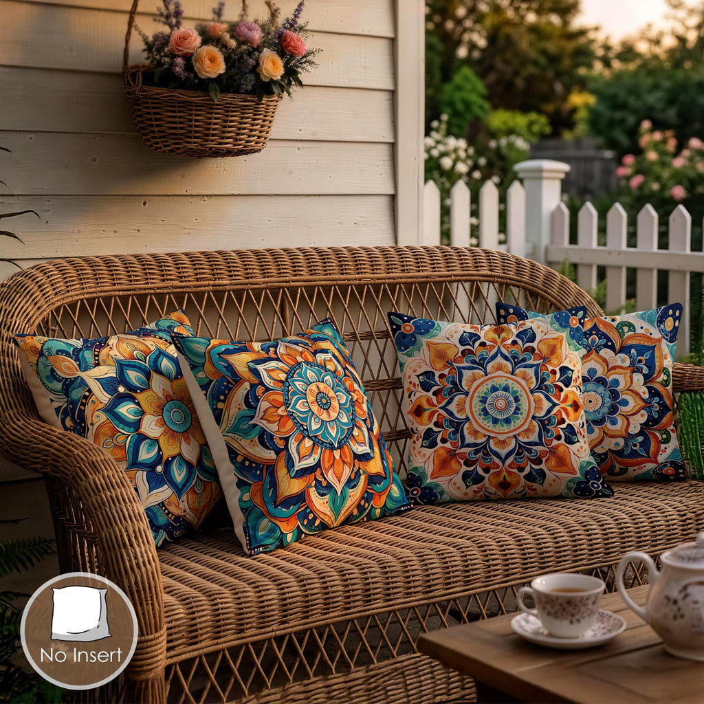 Boho Mandala Decorative Throw Pillow Covers 18 x 18 Inch Set of 4