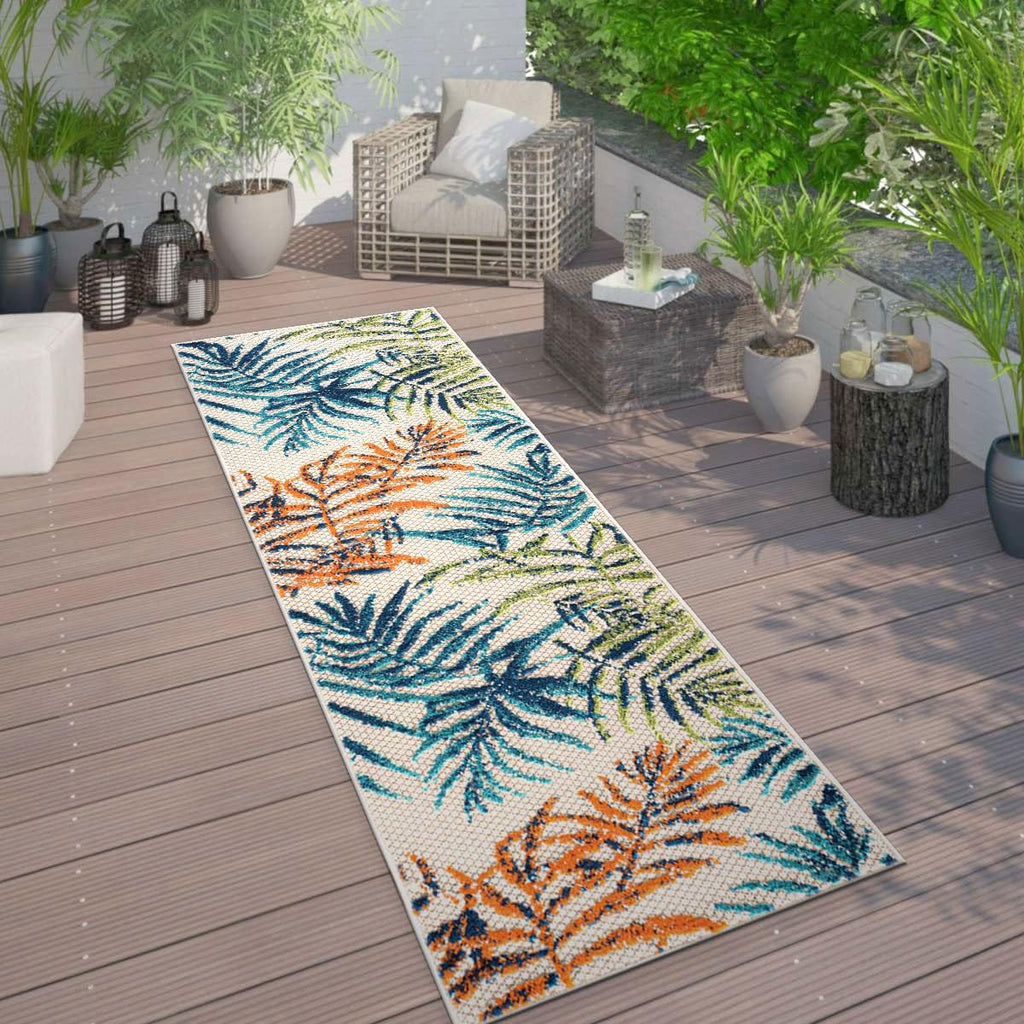 Palm Bahama Indoor/Outdoor Floral Patio Runner Rug Multi