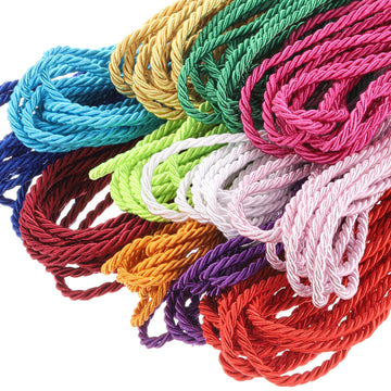 Twisted Cord Trim, 11 Yard 5mm 3-Ply Twine Braided Rope Shiny Thread String for Craft Gift Bag Curtain Christmas