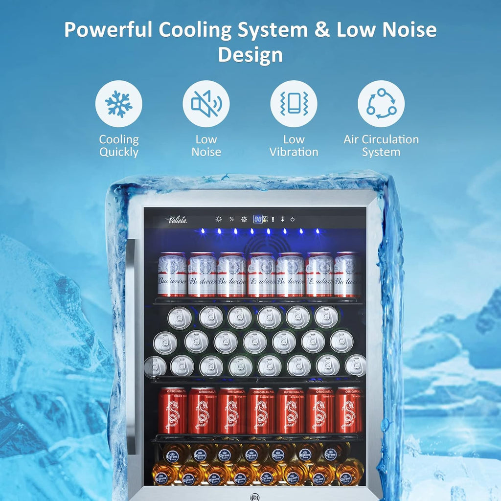 24 Inch Beverage Refrigerator Cooler,210 Cans Wide Beverage and Beer Fridge with