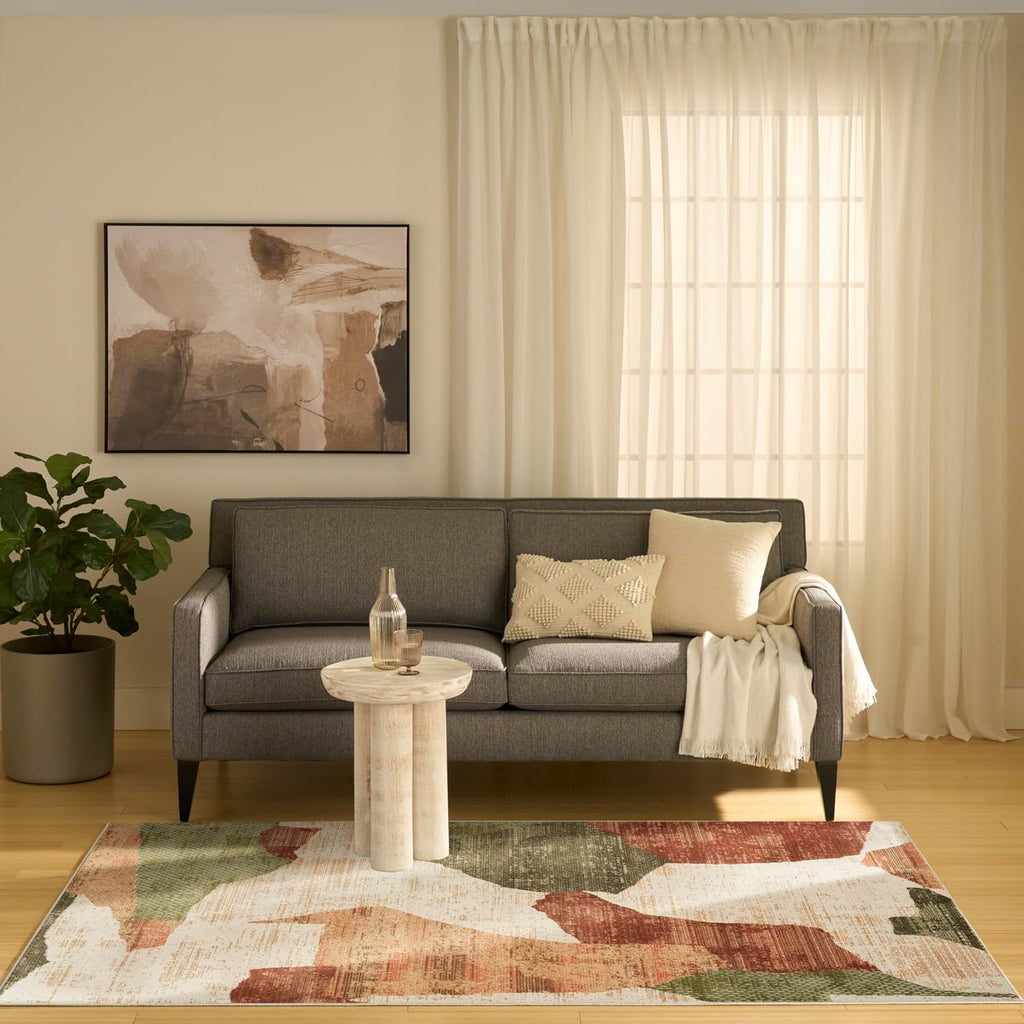 Home Nordic Beige Multi Area Rug - Easy Clean, Non Shedding, Bed Room, Living Room, Dining Room, Kitchen