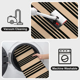 Outdoor Patio Rug 5'x7', Black and Tan Striped Outdoor Rugs Machine Washable Area Rugs Cotton Hand W