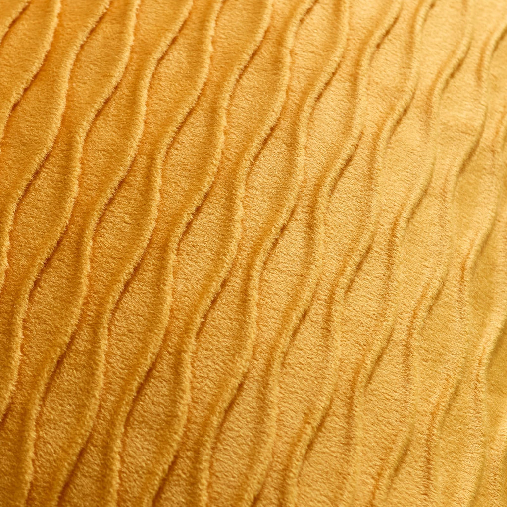 Fall Golden Yellow Couch Pillow Covers: Pack of 2 16x16 Inch Vertical Ripple Striped Velvet Square Throw Pillow Cases