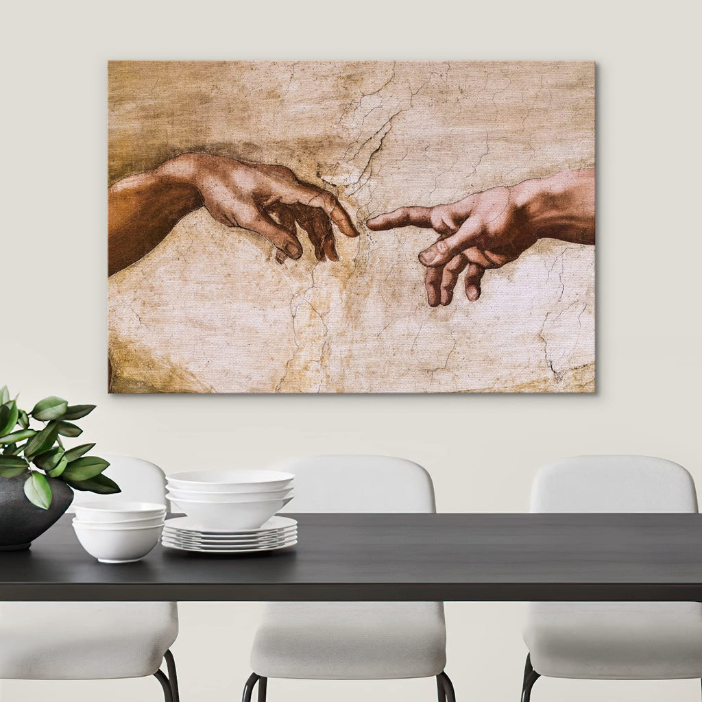Canvas Wall Art Hands of God, Creation of Adam by Michelanglo Graffiti & Street Art Famous People Pop Art Modern