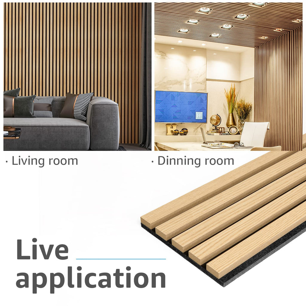 4-Pack Soundproof Wood Slat Wall Panels, 94.5 x 7.9 Inch, Oak