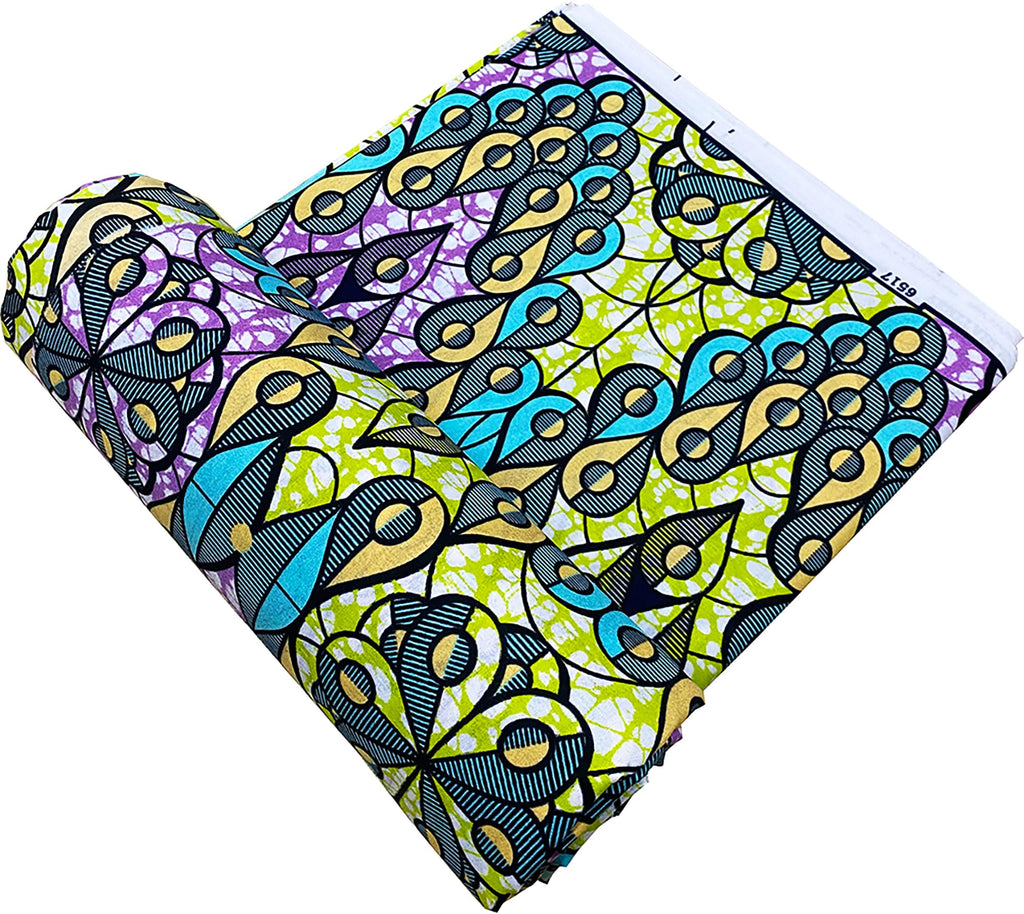 African Print Fabric, Polyester Material, Abstract Pattern, 3 Yard x 45 Inch