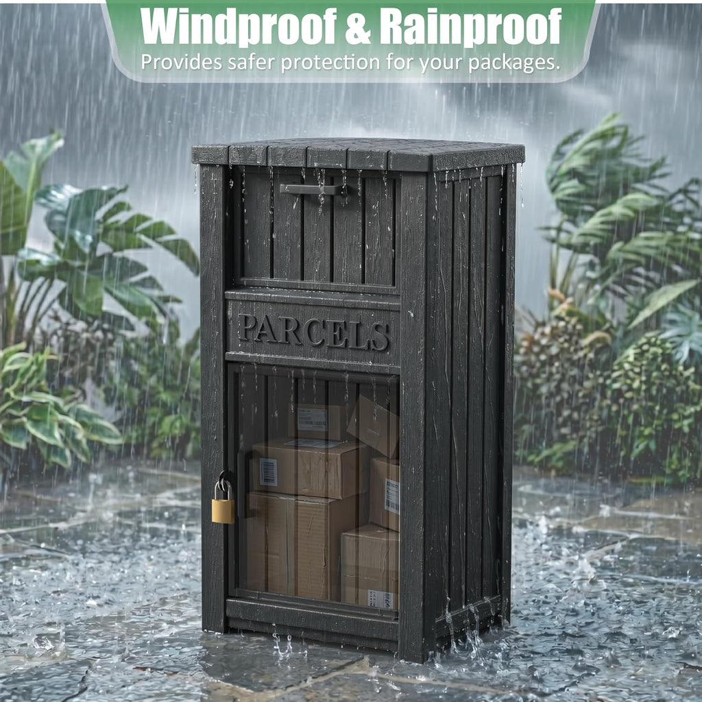 Anti-Theft Package Delivery Boxes Parcel Drop Outdoor Porch Large Lockable Mailbox Waterproof UV-Resistant Resin Secure
