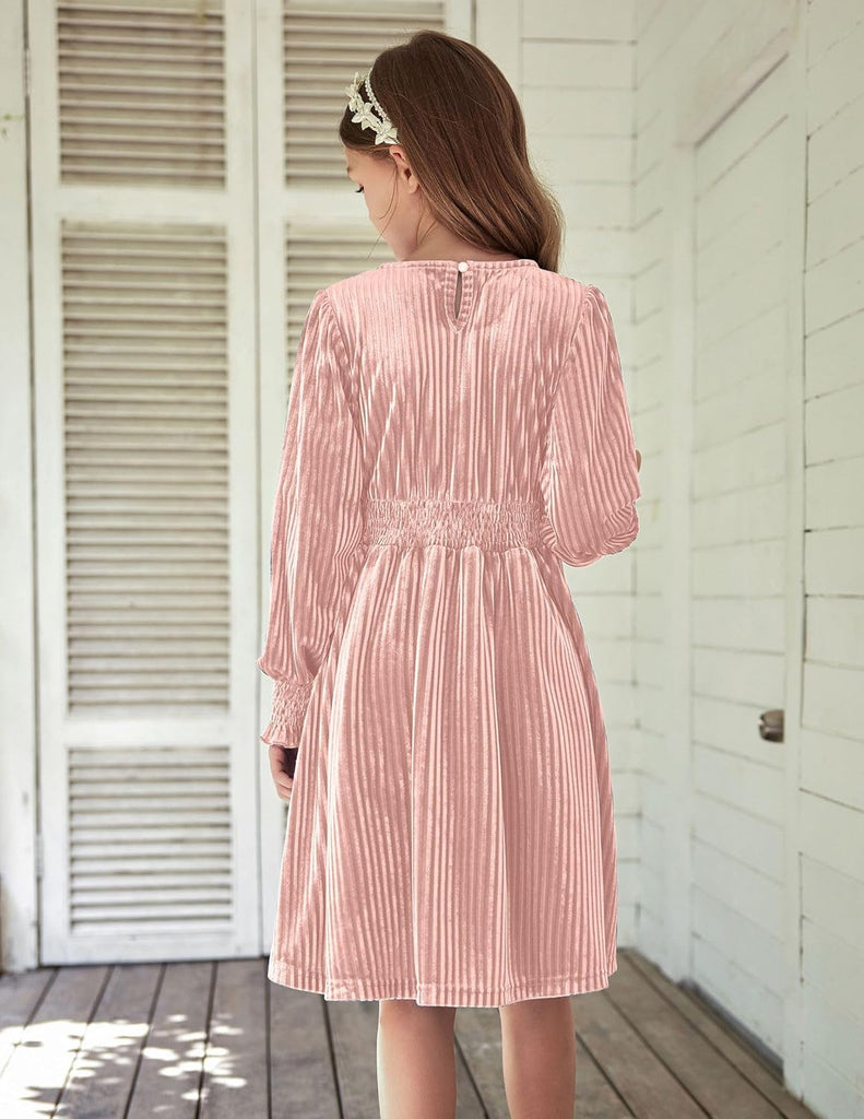 Girl Velvet Dress Long Puff Sleeve Fall Winter Dresses