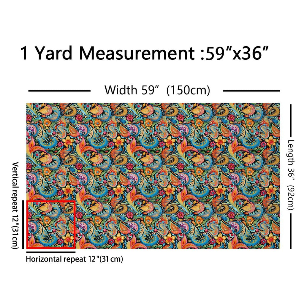 Boho Flowers Fabric By The Yard 3 Yards