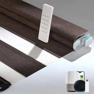 Motorized No Drill Zebra Smart Shades with Remote Smart Zebra Blinds, Non Drill, Light Filtering, Dual