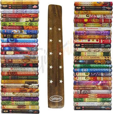 Incense Sticks Variety Pack - 15 Fragrances (300 Sticks Total) - Sandalwood, Lavender, White sage & More - 1 x Holder - Set of 14