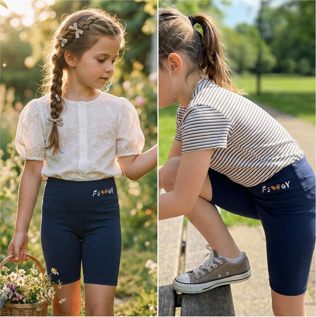 Girls' Compression Spandex Shorts High Waisted Yoga Dance Biker Shorts Comfy Athletic Shorts
