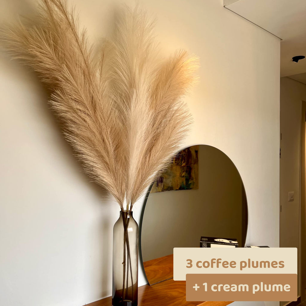 43" / 3.6 ft Pampas Grass Tall 4 Pcs - Artificial Large Pampas Grass Decor for Floor Vase, Room Decor, Home Decor