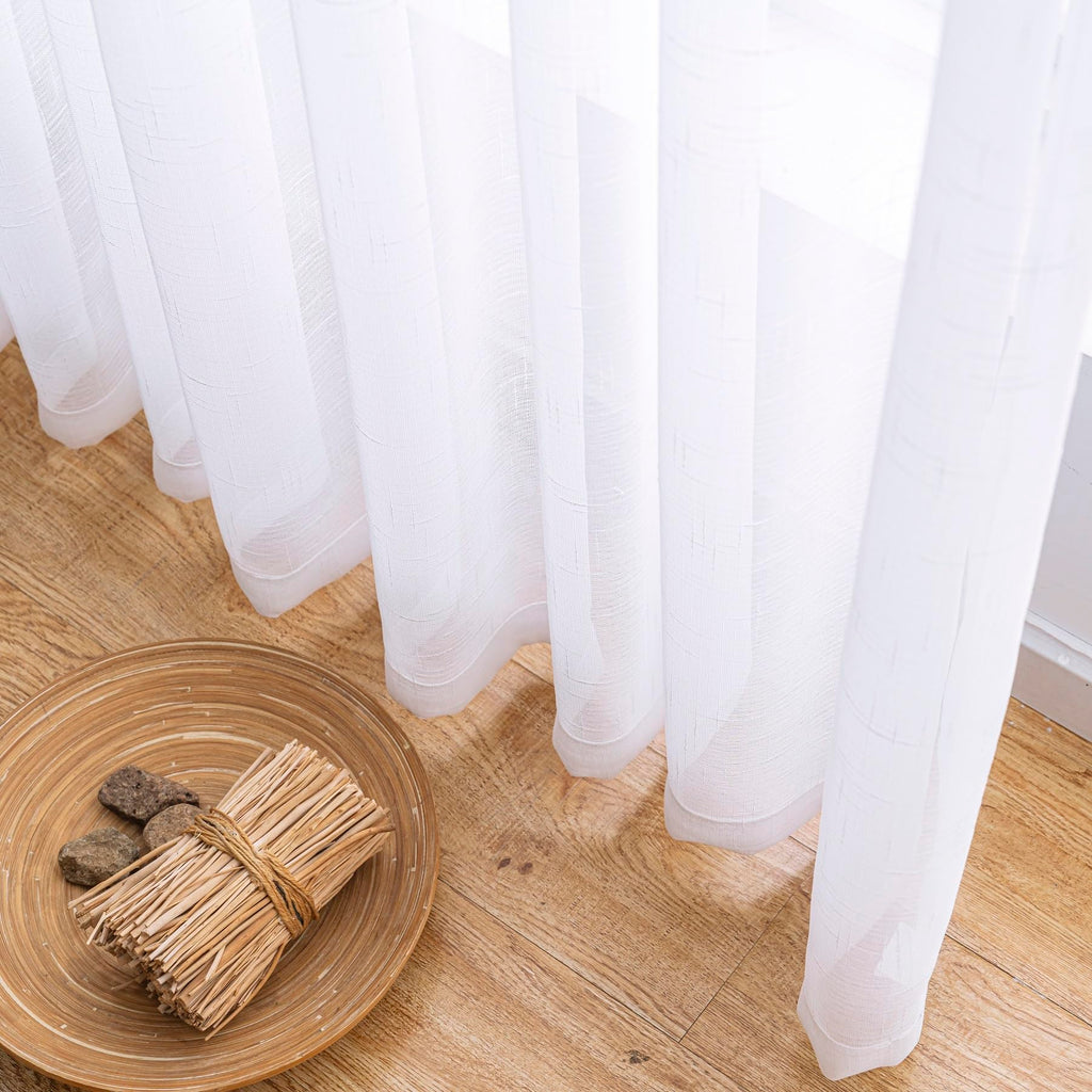 White Sheer Curtains 102 Inches Long Pinch Pleat Ceiling Curtains & Drapes