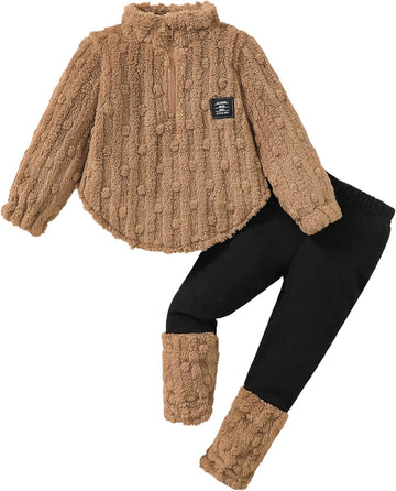 Toddler Girl Clothes Fleece Top and Jogger Pants Outfit Set 12M