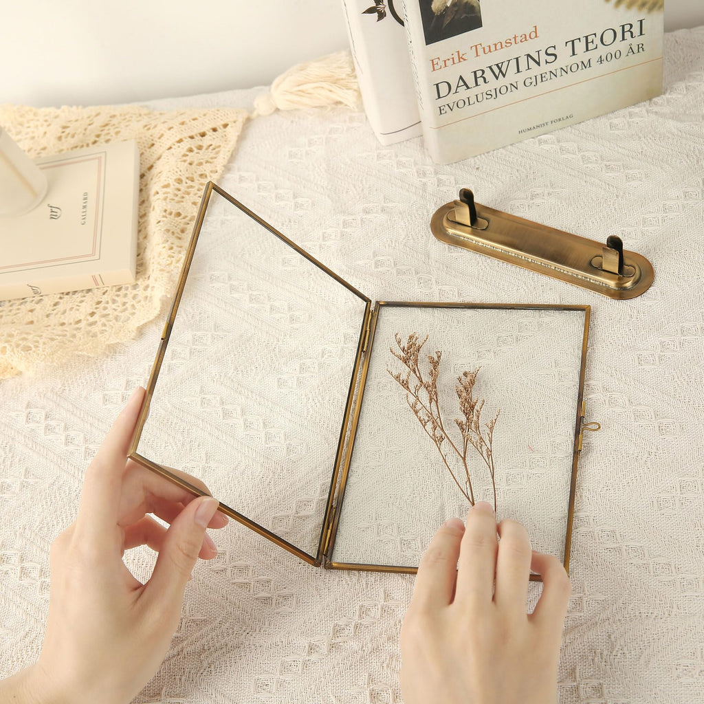 4x6 Brass Picture Frames Double Glass Small Gold Floating Frame