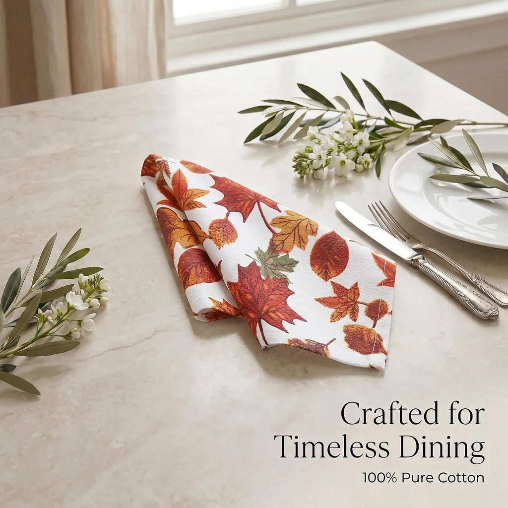 Cloth Napkins Cotton 20x20 (Set of 12) Harvest Leaf Print