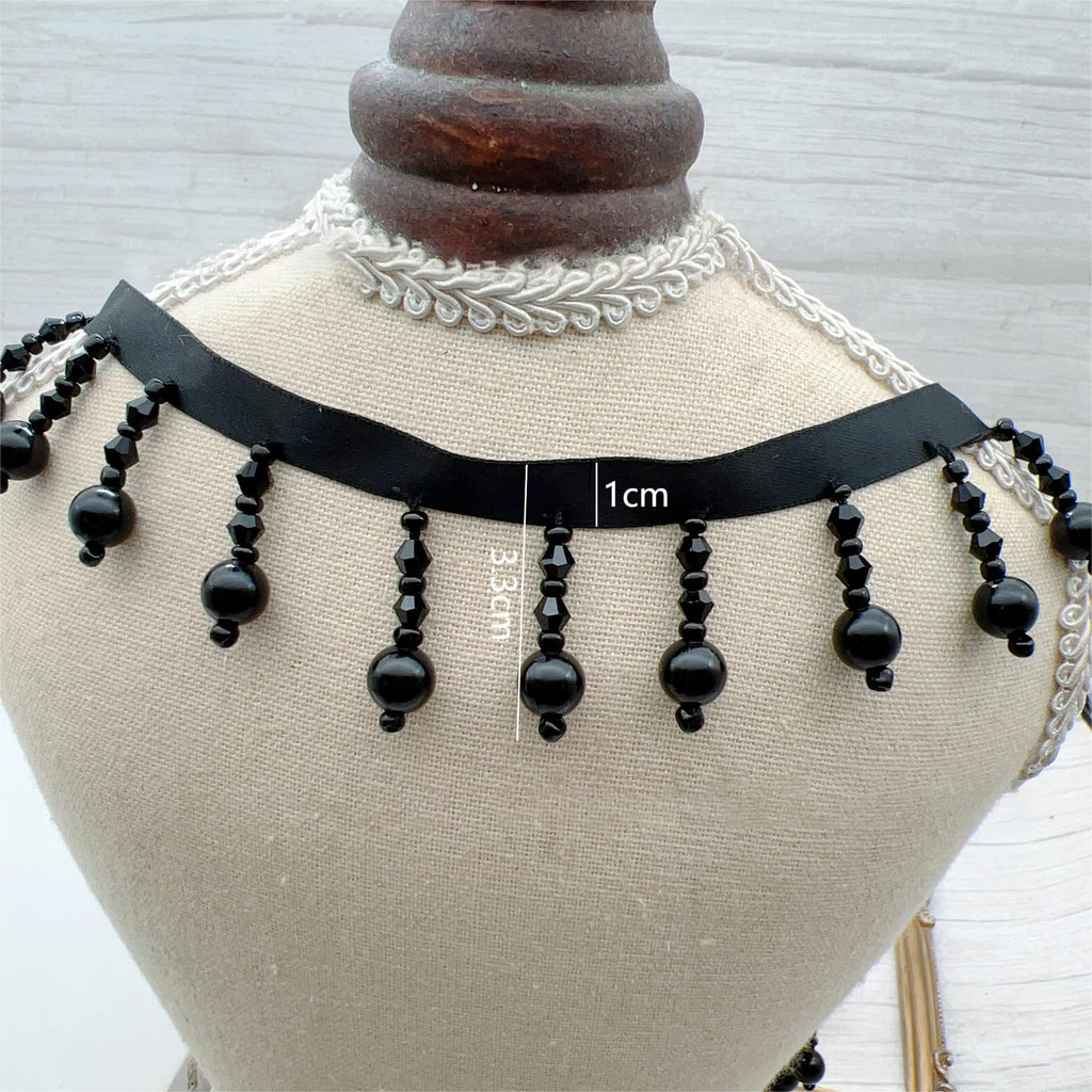 Crystal gourd droplets Fringe Beaded Lace Trim Pearl Pendant Tassels Dress Tassel Fringe Lace Trim Decoration - 1 Yards