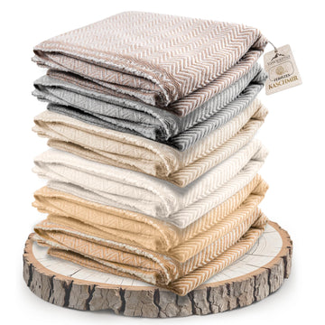 Cashmere Blanket - Hand Woven 100% Pure Wool Throw Blanket, 135 x 270 cm - Herringbone Pattern Cozy, and Soft Blanket