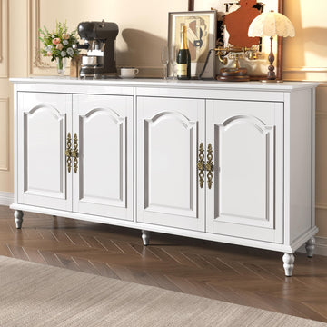 65" White Buffet Cabinet with Storage, Farmhouse Sideboard Cabinet