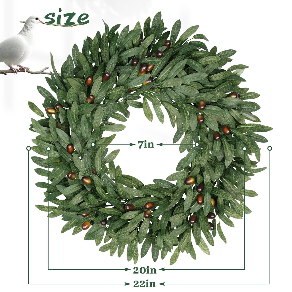 22 Inch Eucalyptus Olive Wreaths for Front Door with Olives