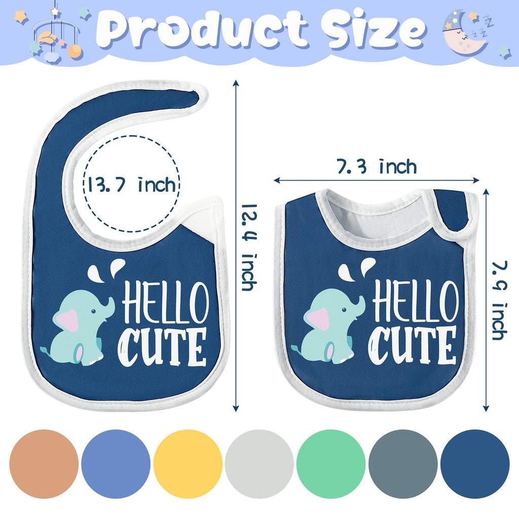 7Pcs Cotton Waterproof Baby Bibs Adjustable Hook Loop Closure Infant Bib Unisex Colorful Newborn Babies Food Bibs for