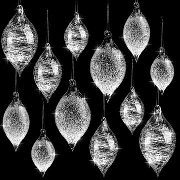 12 Pcs Clear Glass Christmas Ornaments for Xmas Tree, Bulb Ball