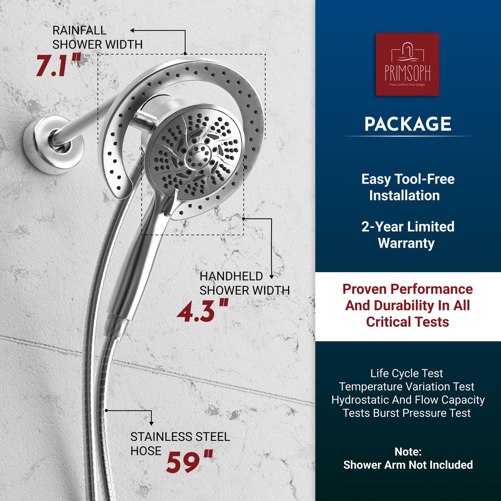 Shower Head Handheld Spray Combo 10 Mode Spray Settings Magnetic 2-in-1 High Pressure Dual Showerhead Auto-Switch